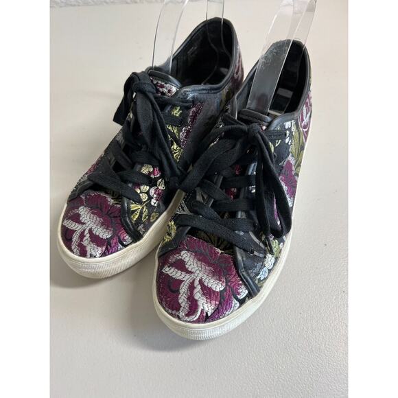 Steve Madden Gerry Floral Sneakers Womens Size 8.5 Classic Casual Black - Picture 1 of 8